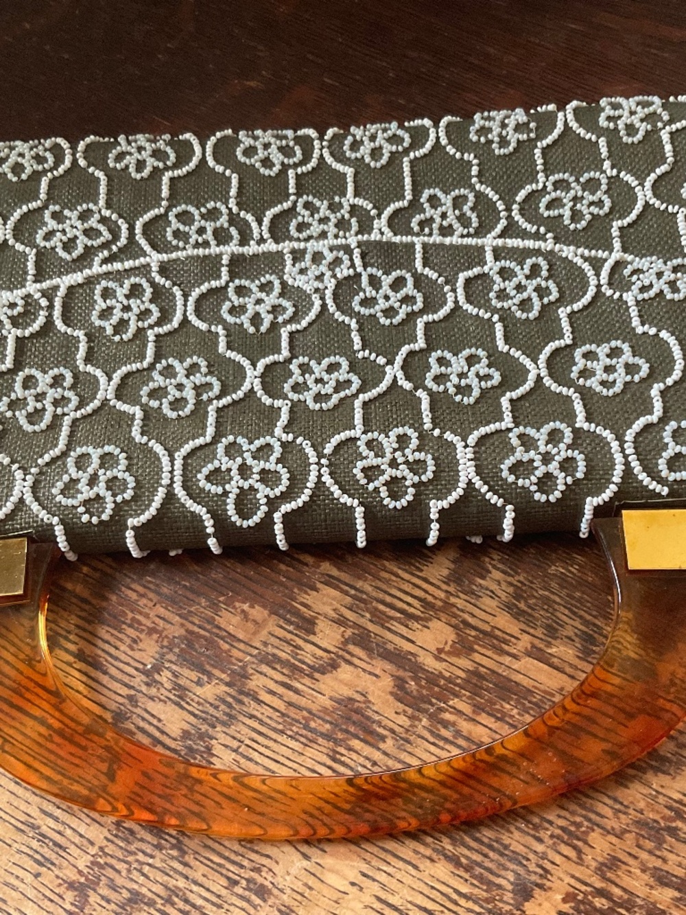 VINTAGE FROM FRANCE CLUTCH WITH BAKELITE HANDLE
